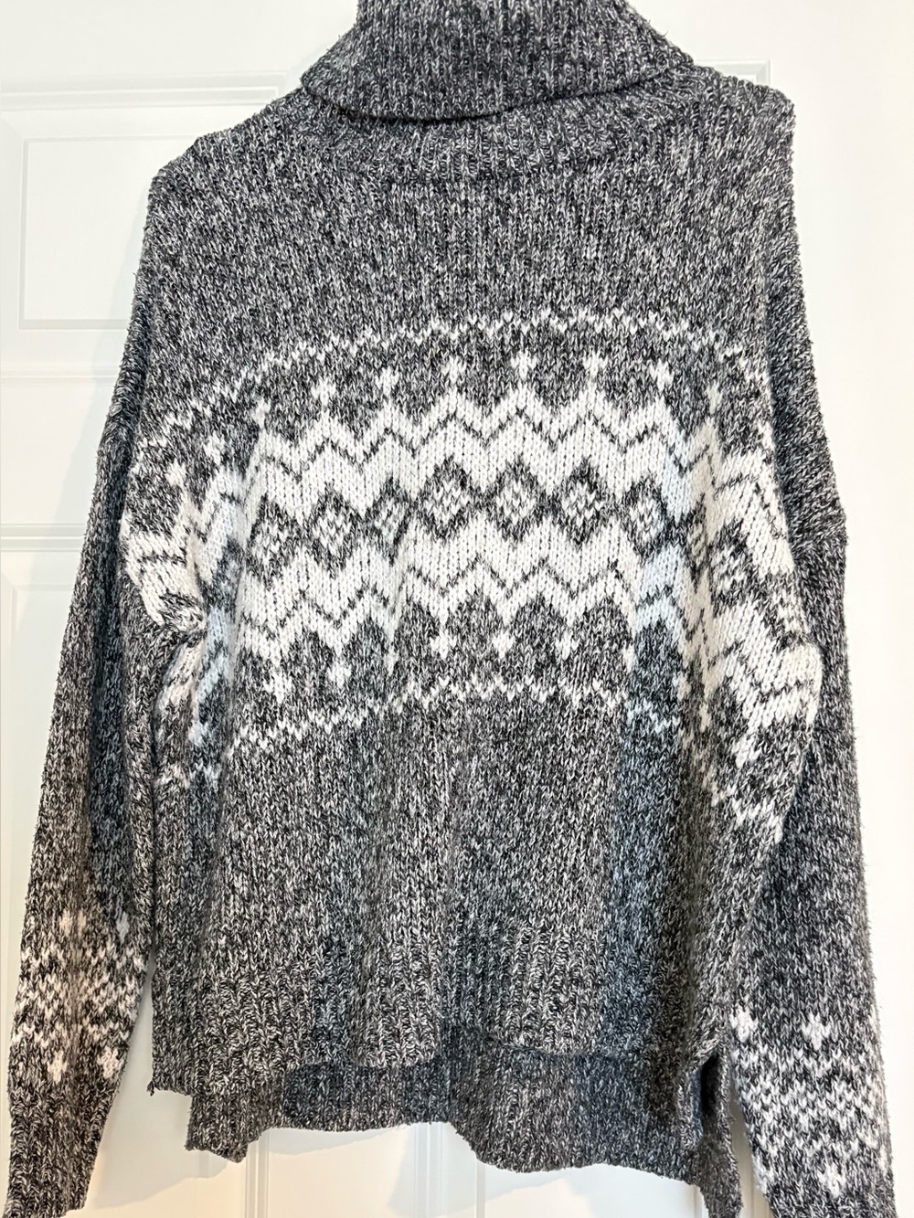 Garage Gray and White Fair Isle Turtleneck Sweater